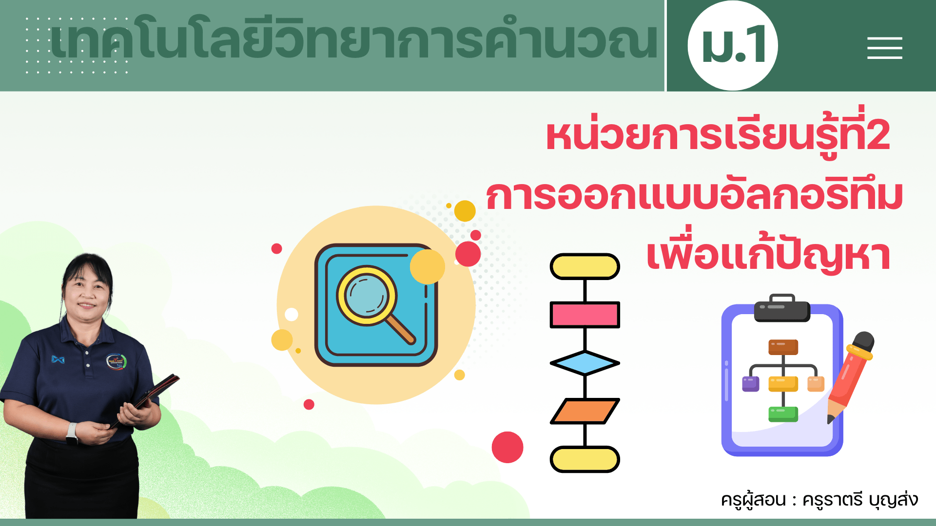 หน่วยการเรียนรู้ที่2 การออกแบบอัลกอริทึมเพื่อแก้ปัญหา